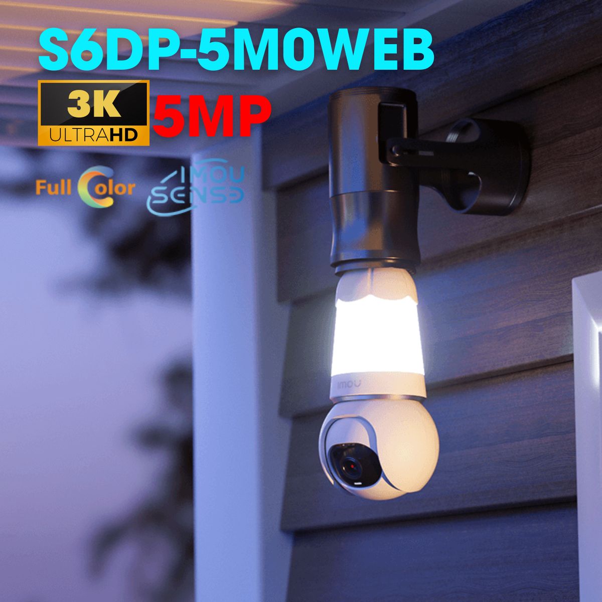 Camera wifi quay quét bóng đèn IMOU IPC-S6DP-5M0WEB 5Mp 3K, cảnh báo chủ động, đàm thoại 2 chiều, hồng ngoại 25m