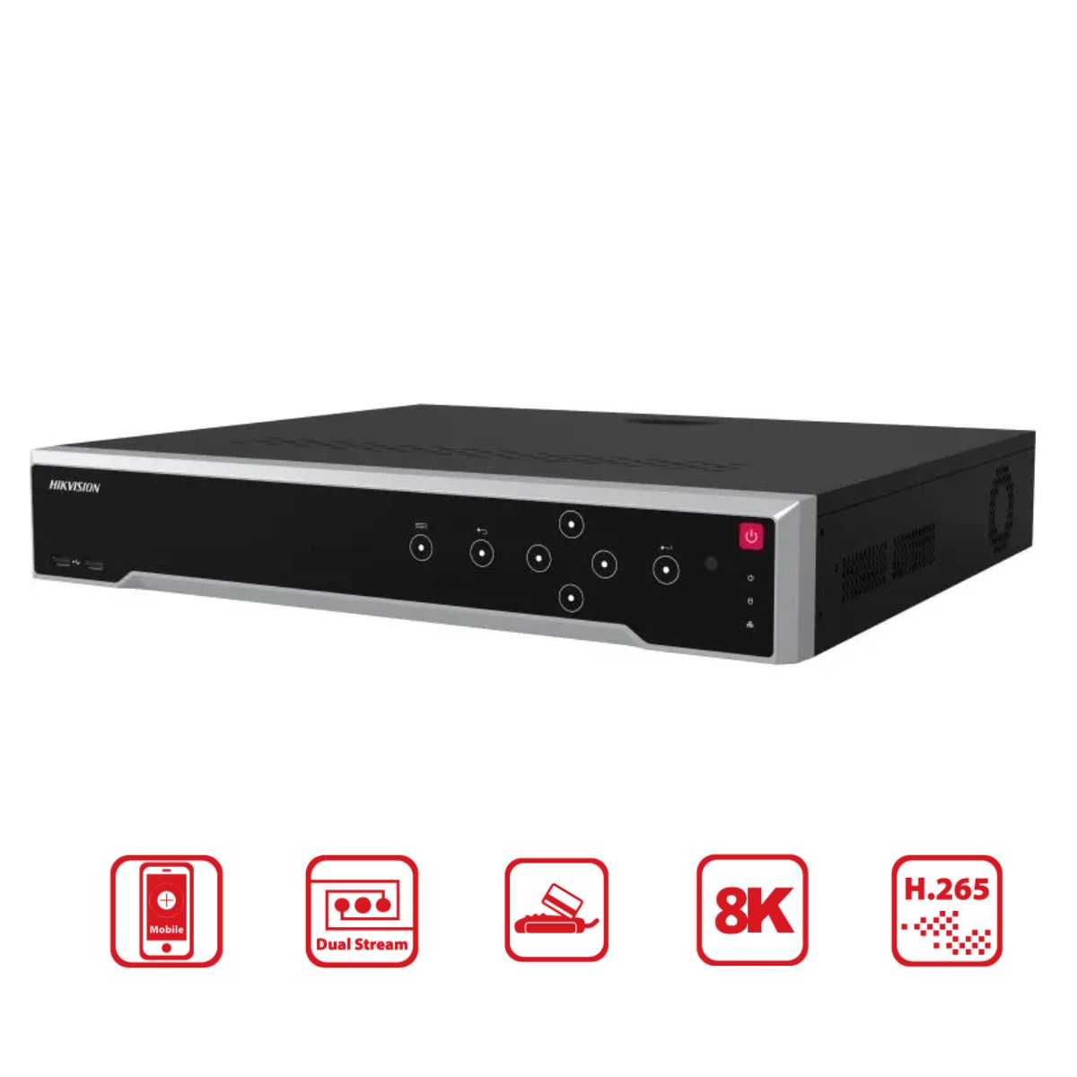 Đầu thu camera IP 8K 16 kênh Hikvision DS-7716NI-M4 hỗ trợ 4 SATA 14TB và 1 eSATA,  3 cổng USB
