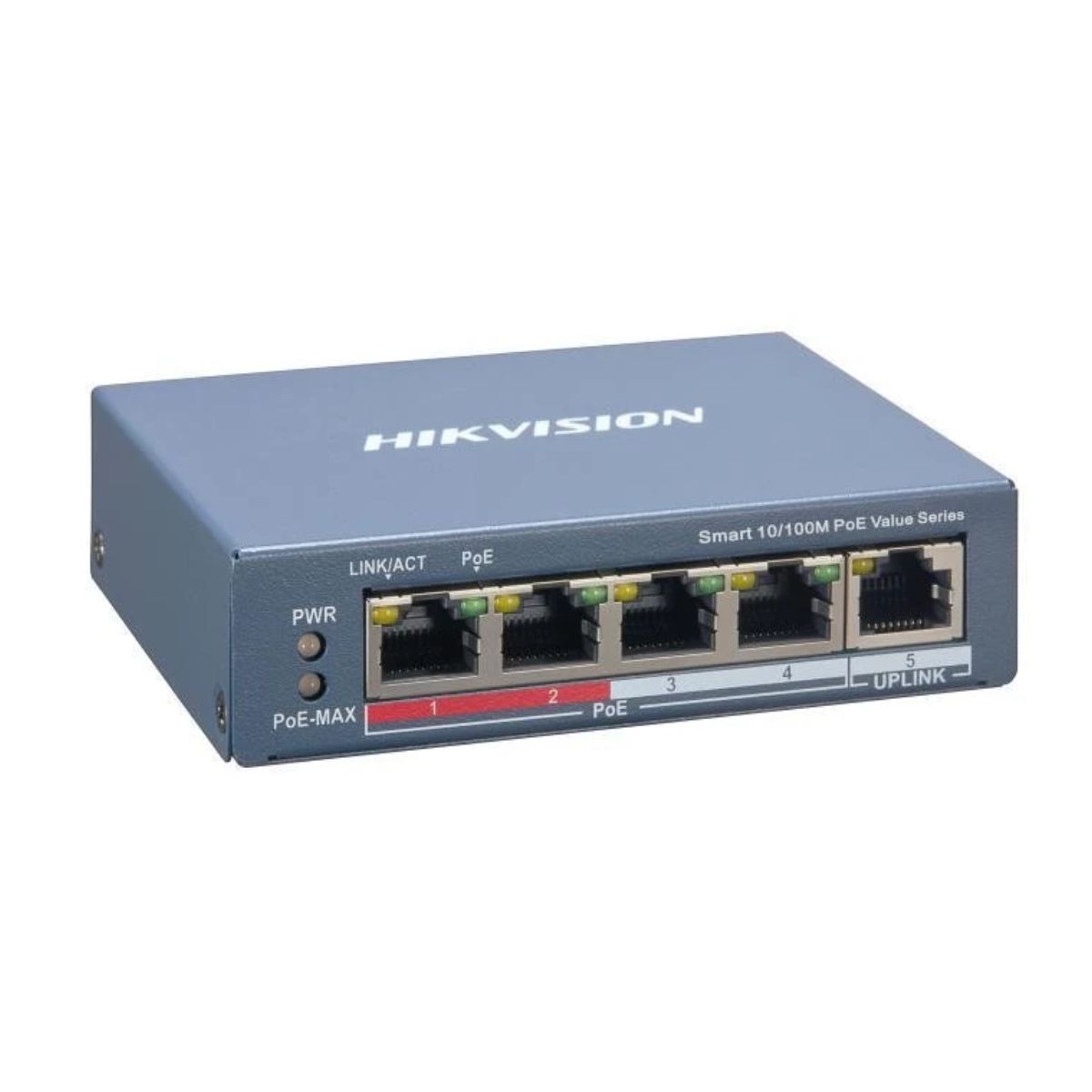 Switch PoE 4 cổng Hikvision DS-3E1105P-EI/M công suất PoE 45W, khoảng cách truyền dẫn đến 300m