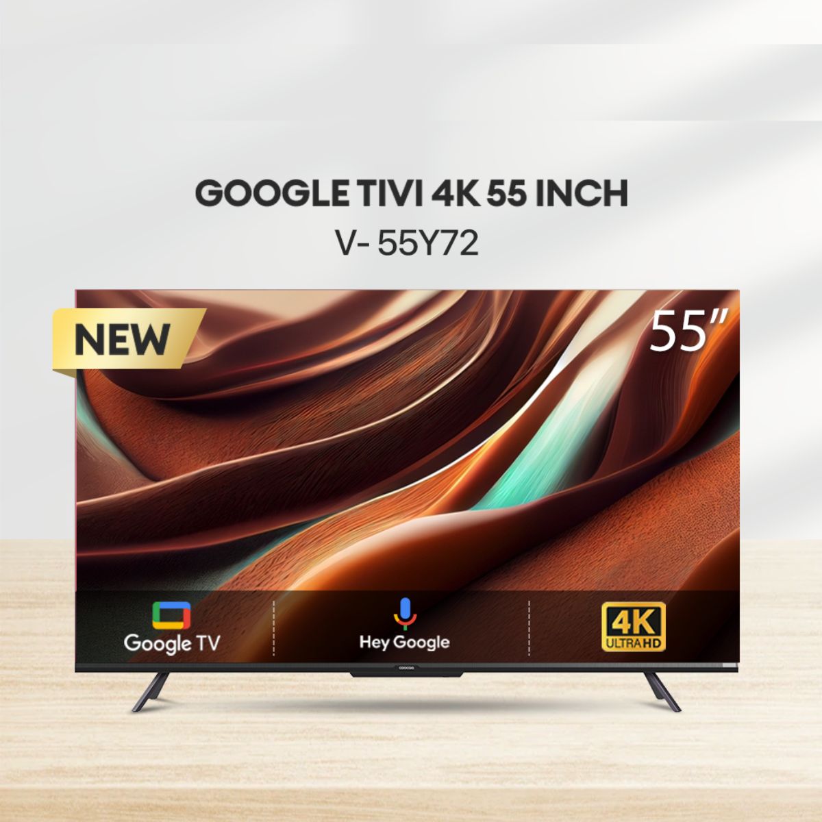 Smart Google TV 55inch COOCAA 55Y72 4K UHD, Bidirectional Bluetooth 5.1, điều khiển bằng giọng nói