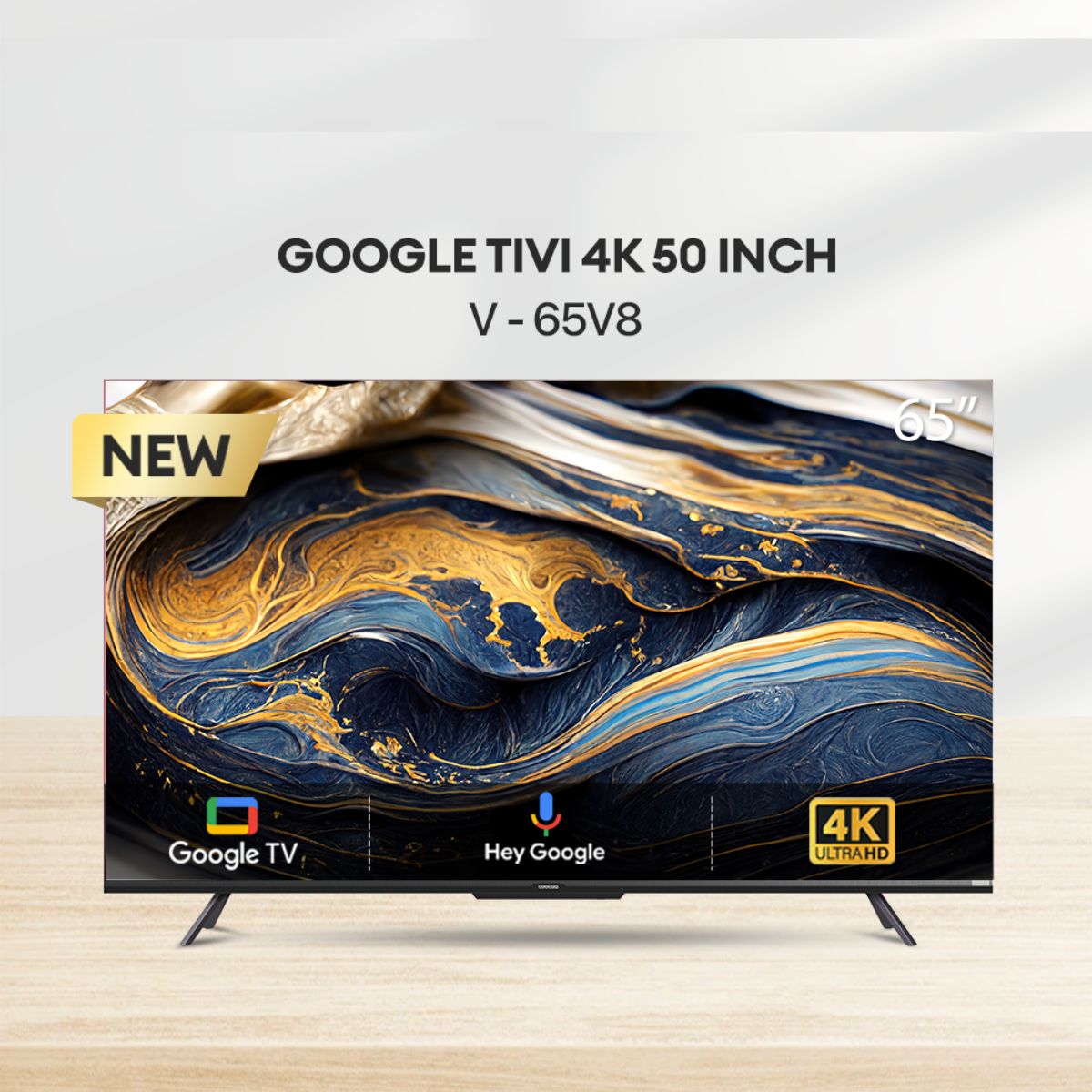 Android TV thông minh 65inch 4K COOCAA 65V8 Bidirectional Bluetooth 5.1, âm thanh Dolby, điều khiển bằng giọng nói