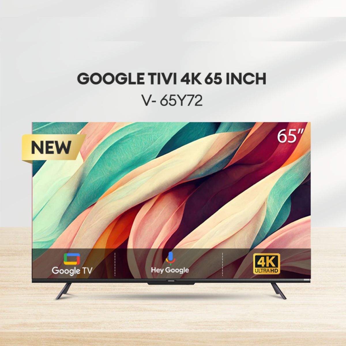 Google Tivi 65inch 4K UHD COOCAA 65Y72 2 loa 10W, màn hình LED viền siêu mỏng