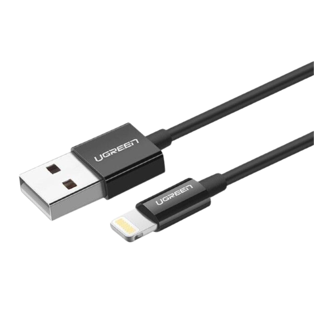 Cáp sạc nhanh 2m USB-A sang Lightning Ugreen US155, 80823 màu đen, hỗ trợ đầu ra 5V/2.4A, Tốc độ truyền 480Mbps