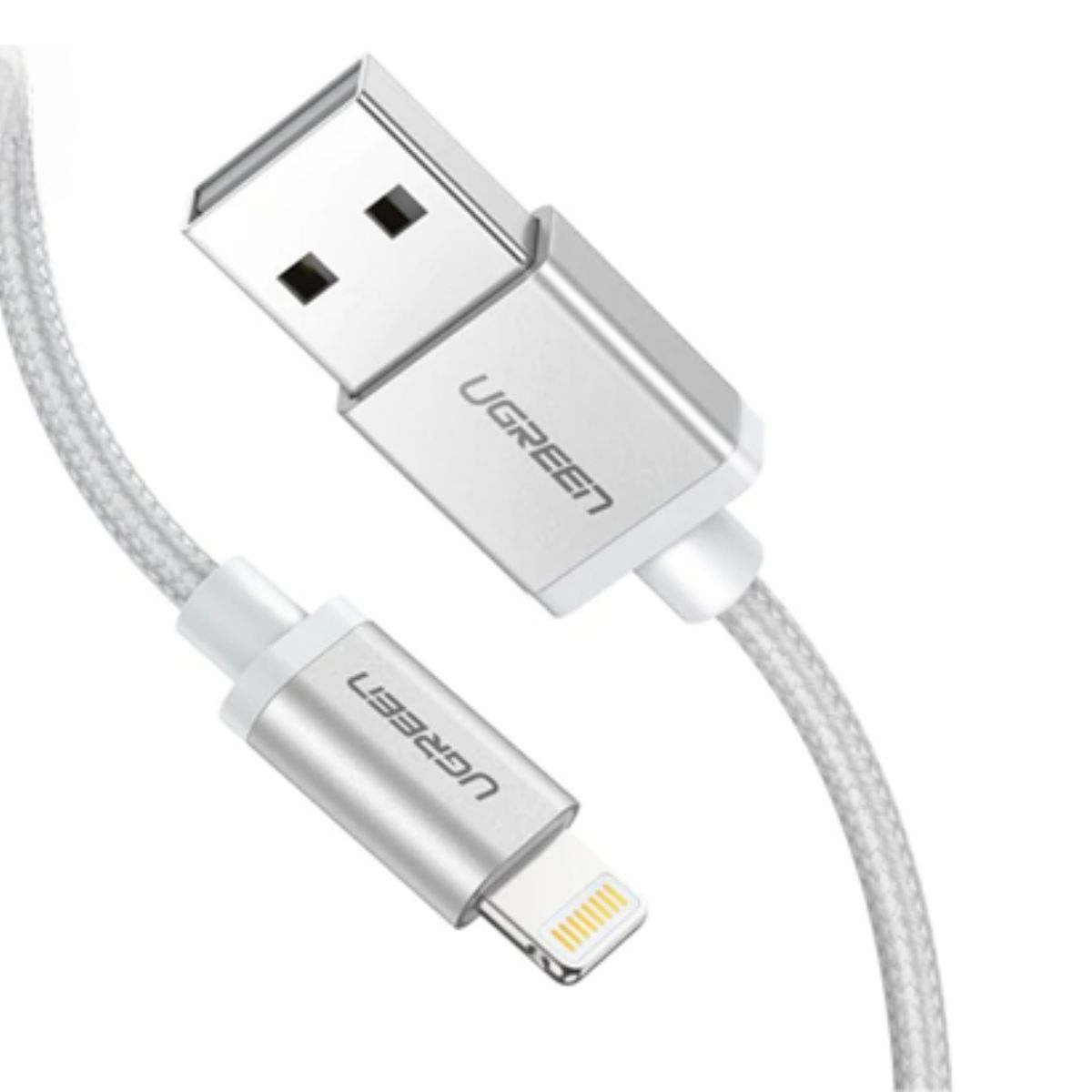 Cáp sạc nhanh USB sang Lightning Ugreen US199, 60163 chiều dài 2m, màu bạc, tốc độ truyền tải 480Mbps