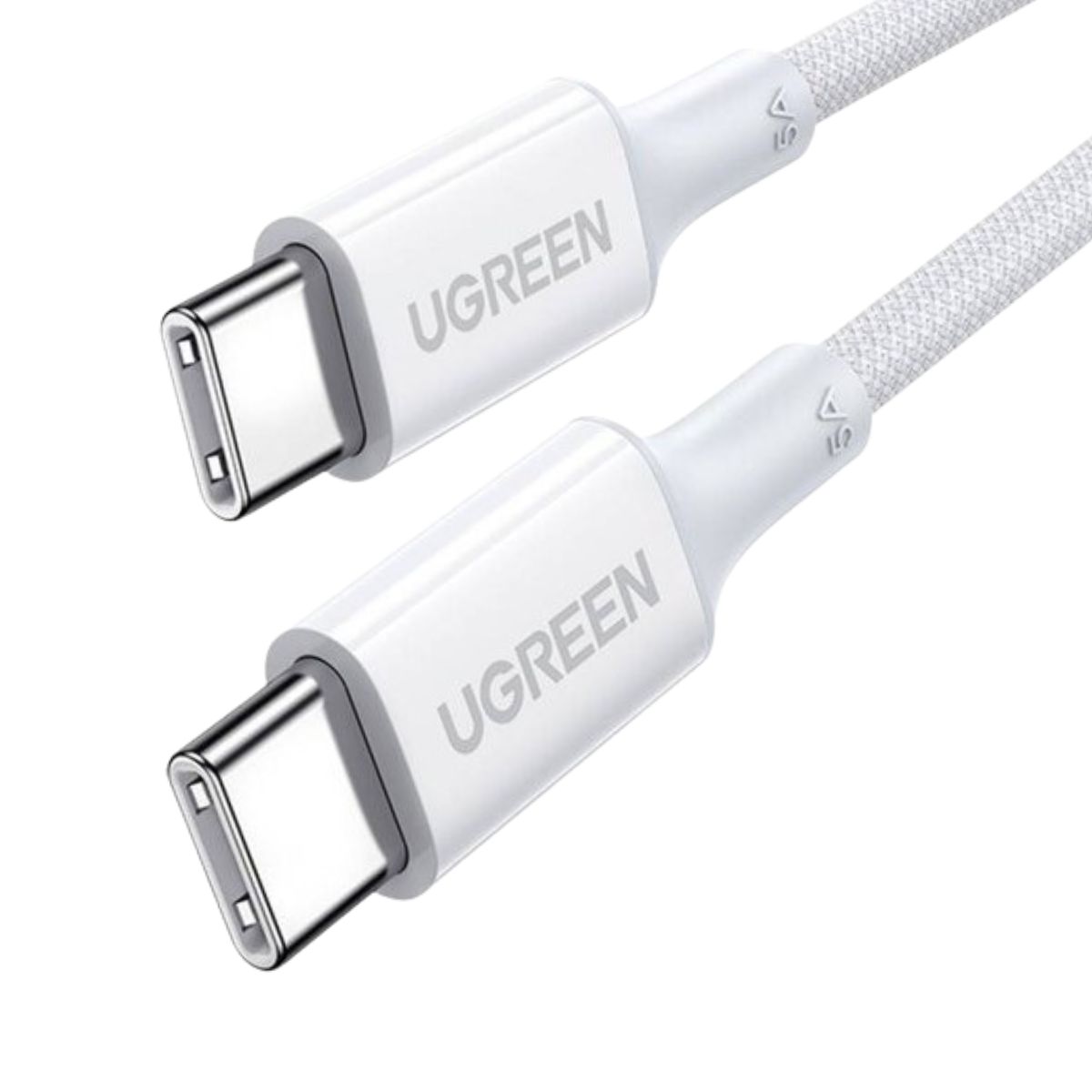 Cáp sạc Silicone chiều dài 50cm USB-C đến USB-C Ugreen 15266 US557 màu trắng, hỗ trợ sạc nhanh 5A