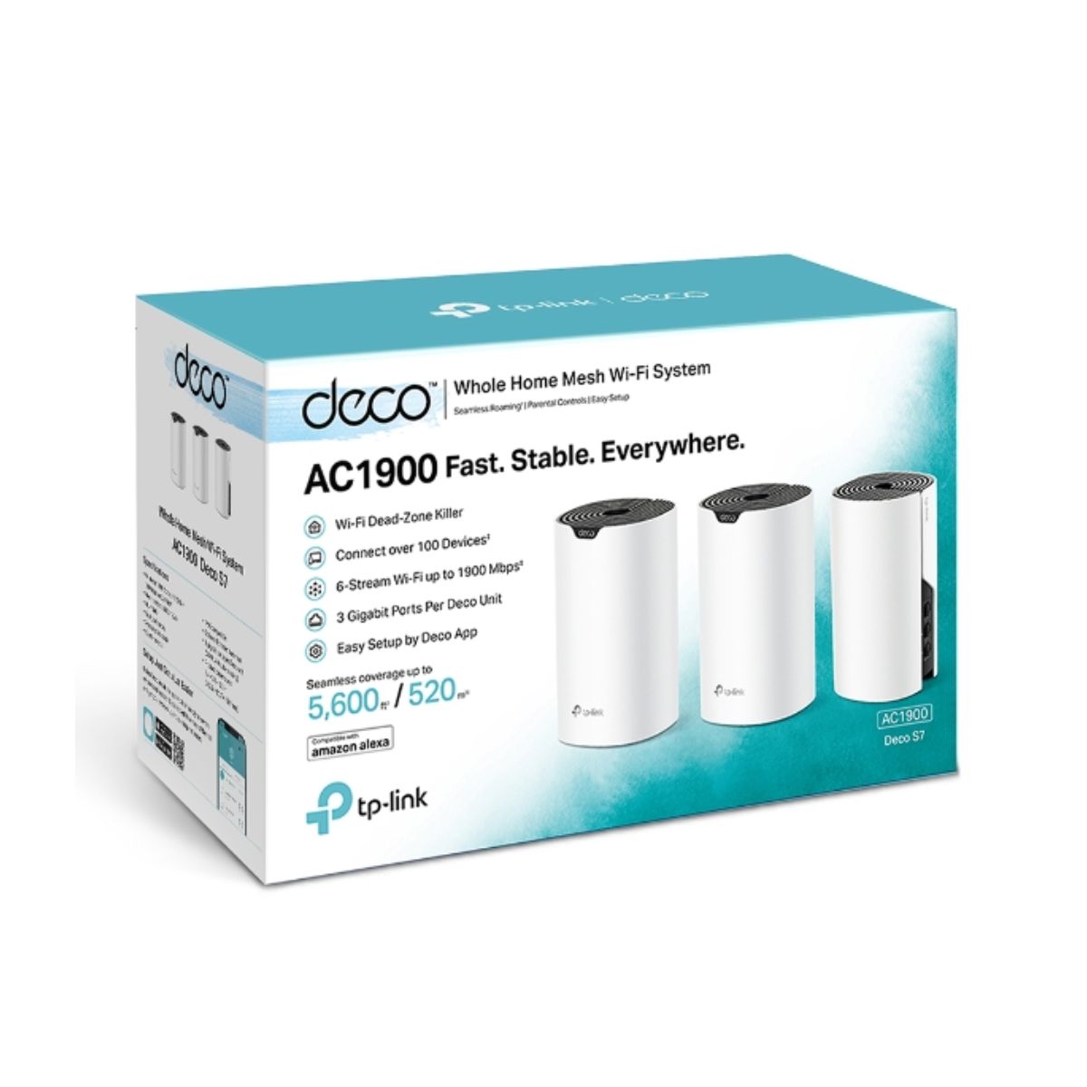 Wifi Mesh cho gia đình TP-Link Deco S7(3-pack) tốc độ 600 Mbps trên 2.4 GHz và 1300 Mbps trên 5 GHz, công nghệ 3×3 MU-MIMO