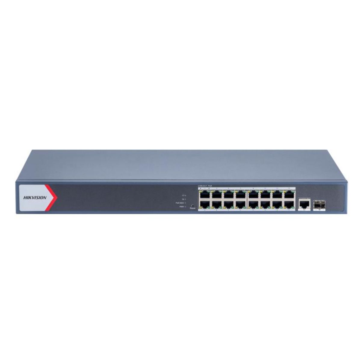 Switch mạng thông minh PoE 16 cổng Hikvision DS-3E1518P-EI/M công suất 130W, hỗ trợ quản lý sơ đồ mạng, cảnh báo giám sát