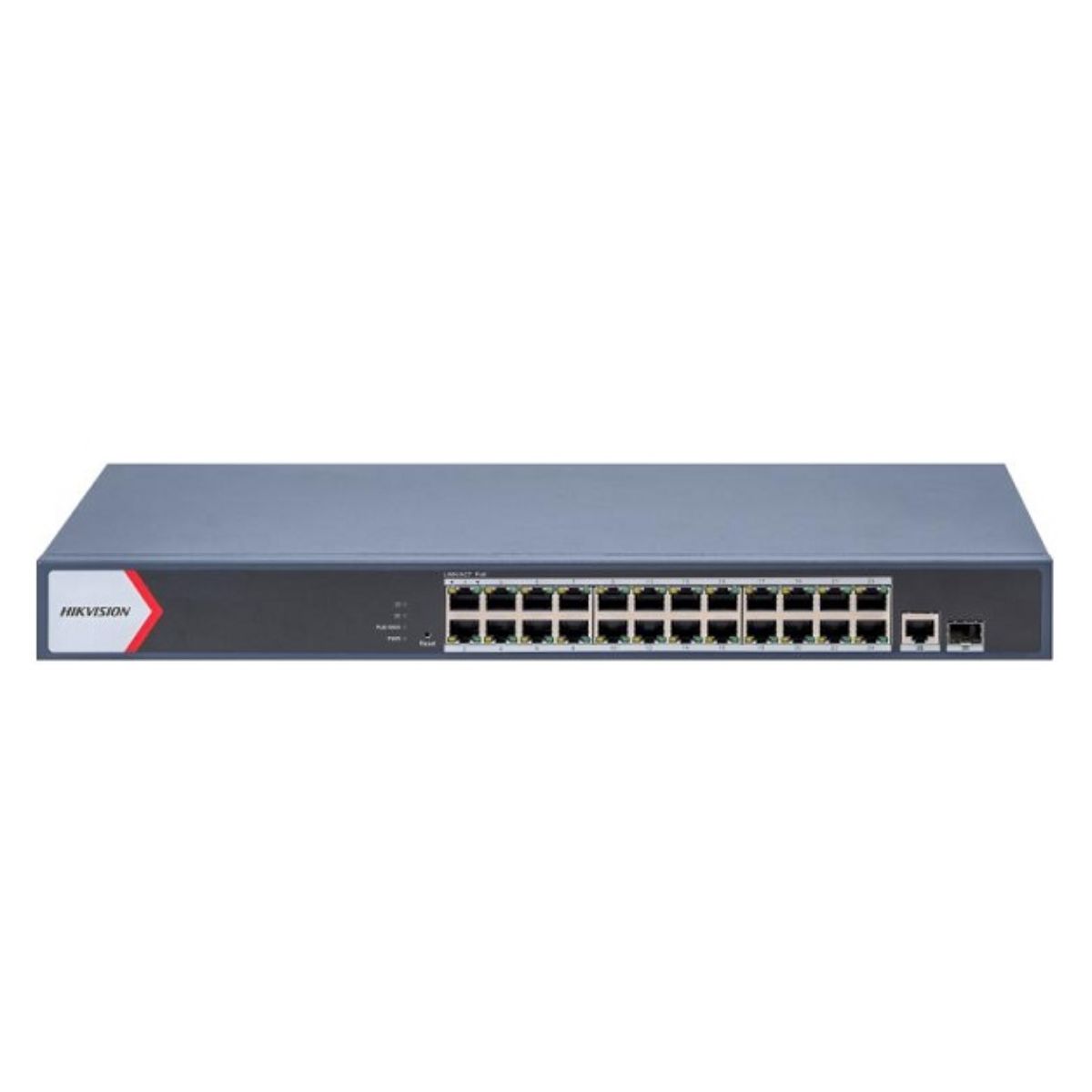 Switch chia mạng PoE 24 cổng Hikvision DS-3E1526P-EI/M công suất 230W, 24 cổng Gigabit PoE,1 cổng Gigabit RJ45 ,1 cổng Gigabit fiber optical