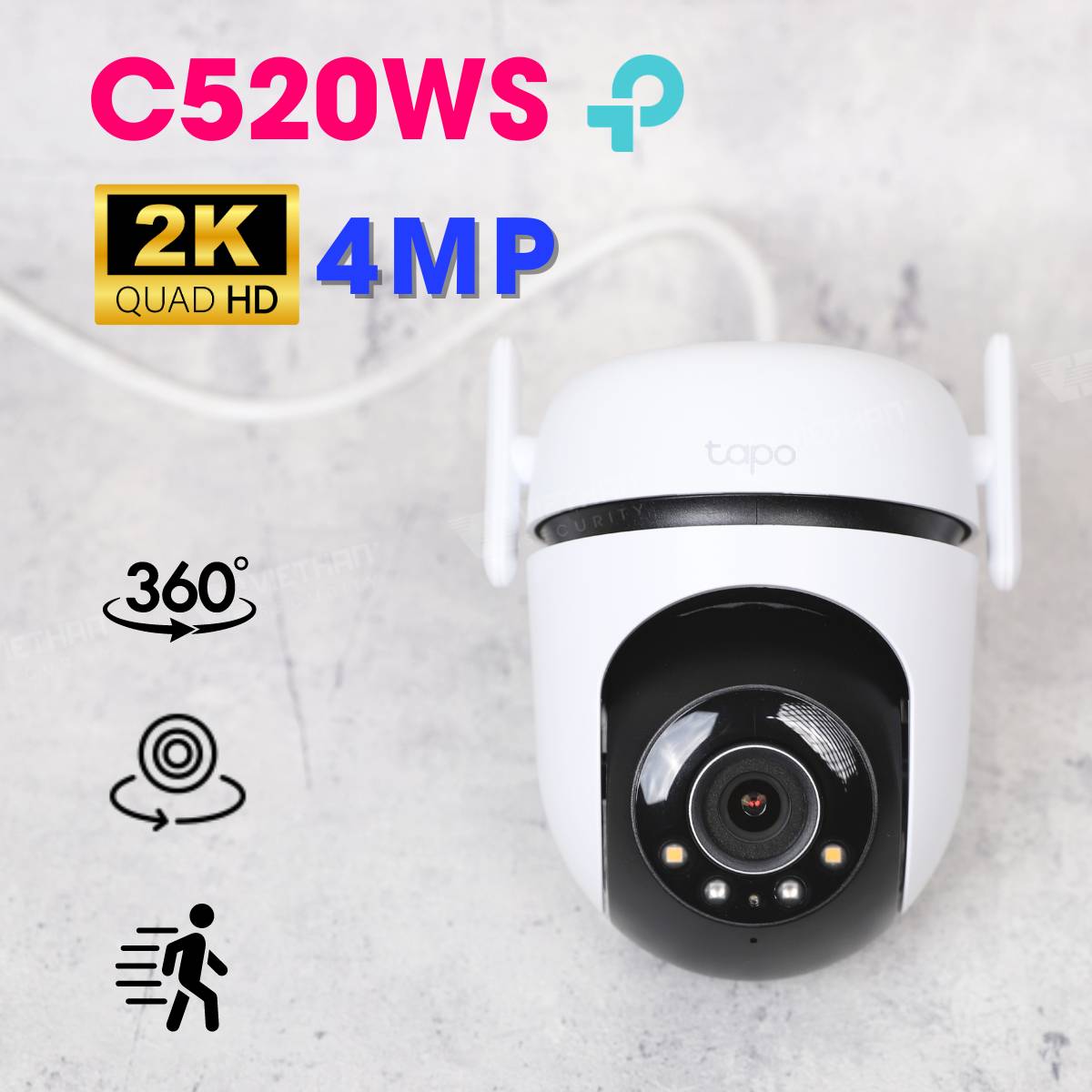 Camera wifi ngoài trời TP-Link Tapo C520WS 2K QHD 360 độ, phát hiện chuyển động, chế độ tuần tra 