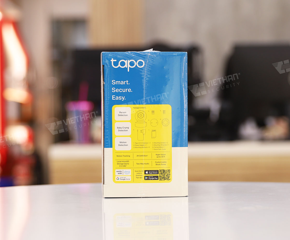 Camera quay quét 360 độ TP-Link Tapo C212 2K 3MP, đàm thoại 2 chiều, phát hiện chuyển động