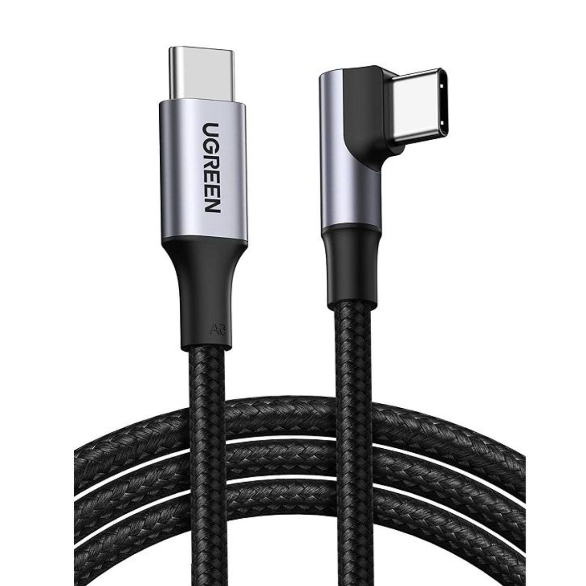 Cáp sạc chiều dài 50cm USB-C đến USB2.0-C Ugreen 20582 US334 màu đen, đầu bẻ vuông góc, tốc độ truyền 480Mbps