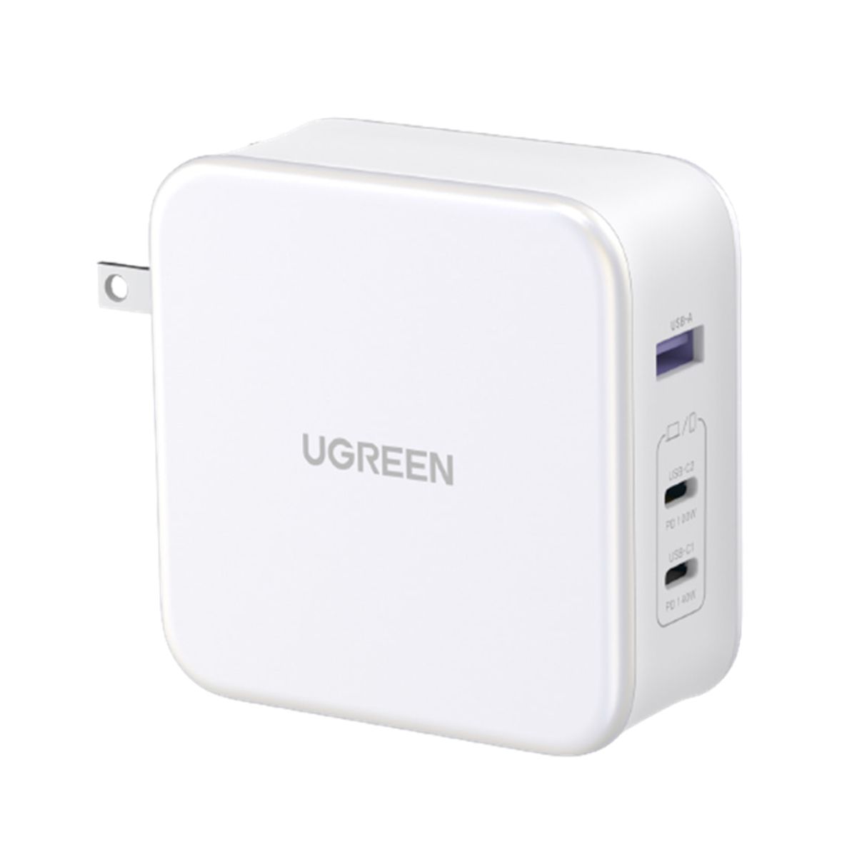 Bộ sạc nhanh Ugreen 15338 CD289 màu trắng, 2 cổng USB Type-C và 1 cổng USB Type-A, công suất 140W