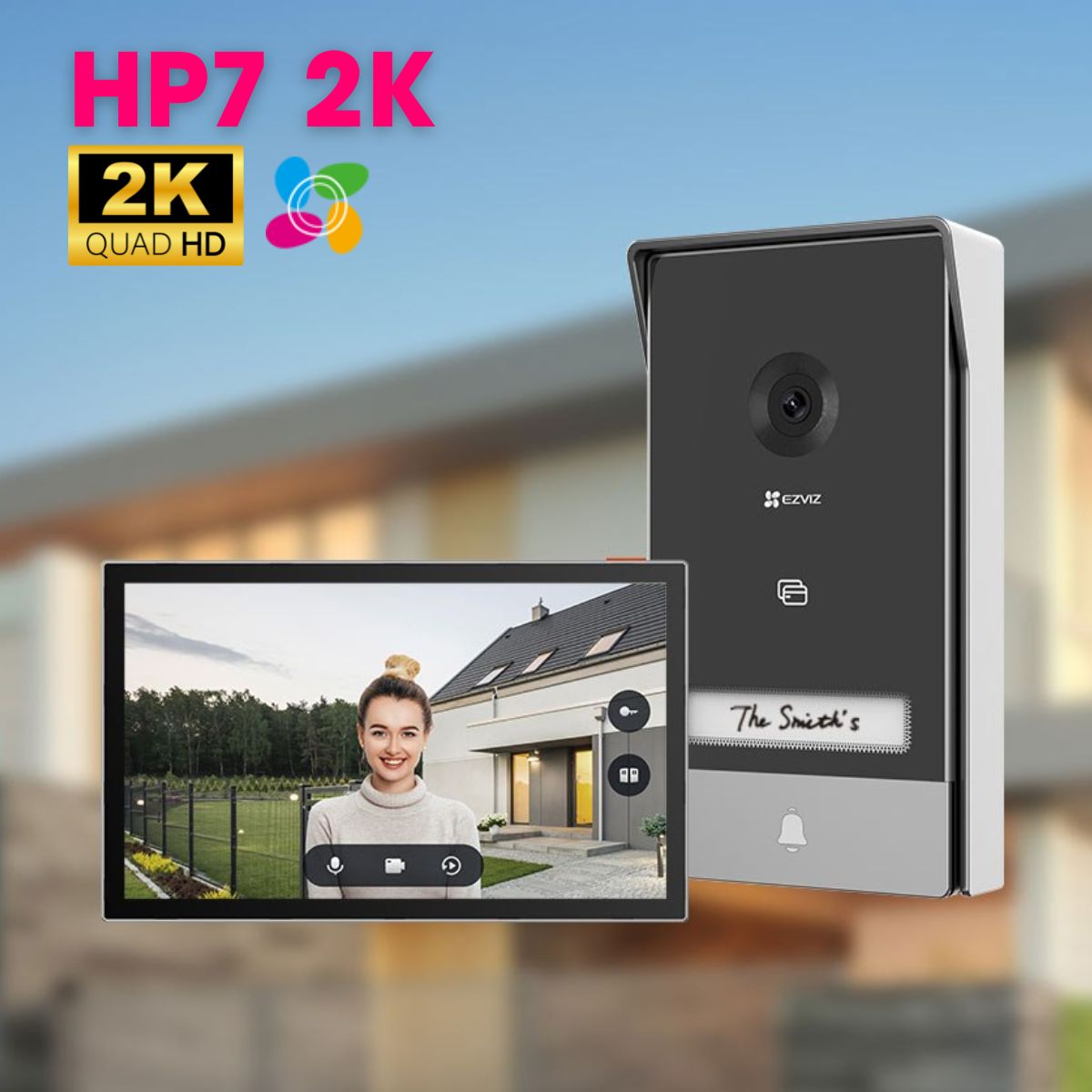 Chuông cửa màn hình Ezviz HP7 2K màn hình màu 7inch, phát hiện chuyển động, đàm thoại 2 chiều