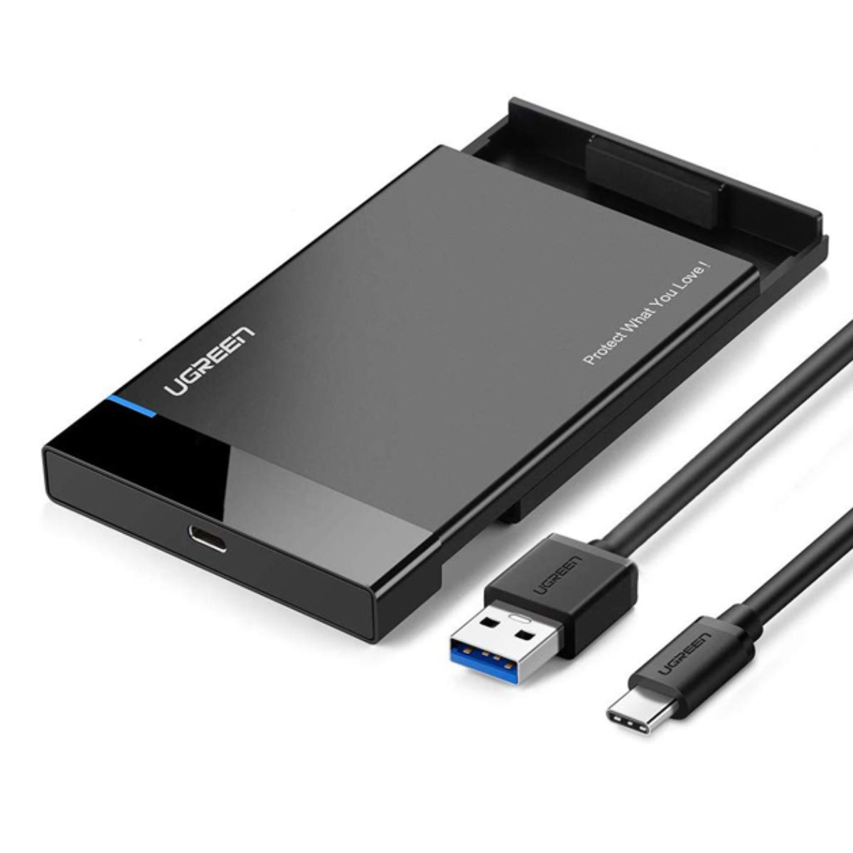Hộp cứng USB-C 2.5inch Ugreen 50743 US221 màu đen, chiều dài cáp 50cm