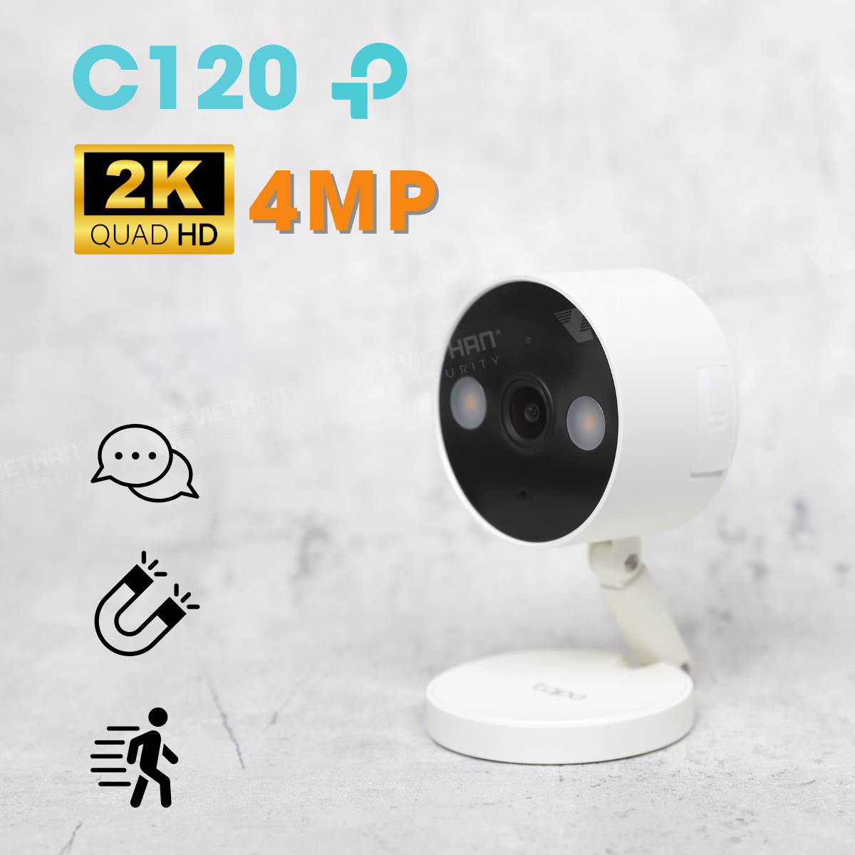 Camera wifi không dây TP-Link Tapo C120 2K 4MP, phát hiện thông minh 