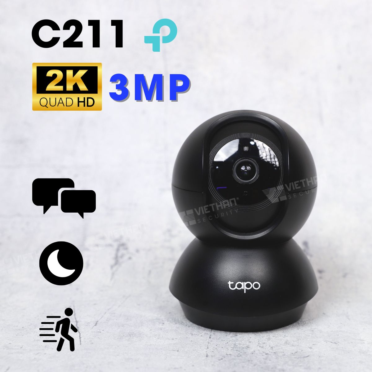 Camera an ninh gia đình 3MP TP-Link Tapo C211 đàm thoại 2 chiều, phát hiện chuyển động