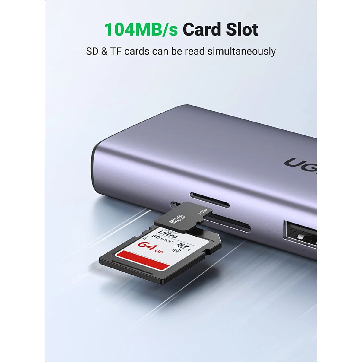 Bộ chuyển USB 9 in 1 Ugreen 90119 CM490 hỗ trợ công suất PD 60W