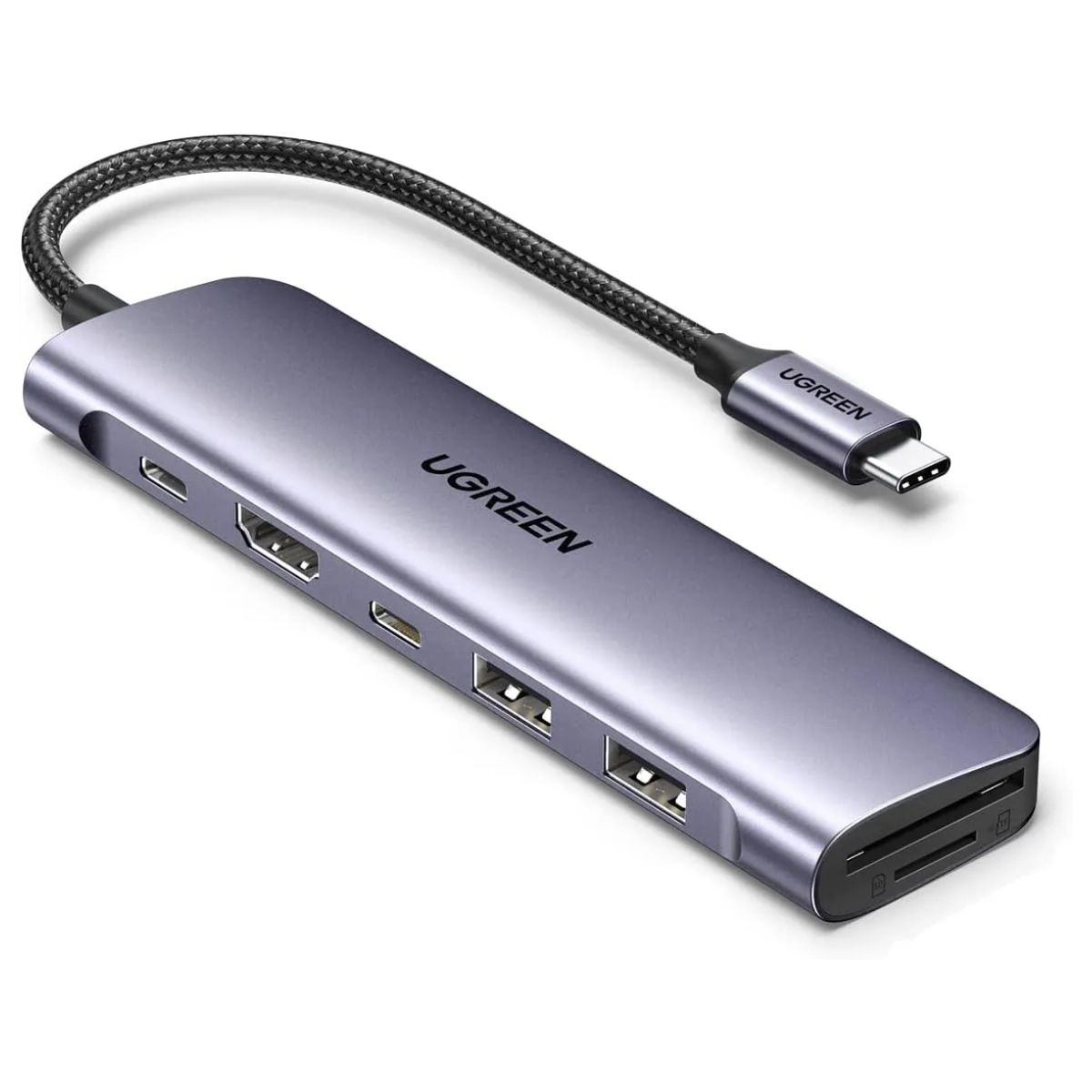 Bộ chuyển Ugreen 15214 CM195 USB C sang 2*USB 3.0+USB-C+HDMI+SD+PD