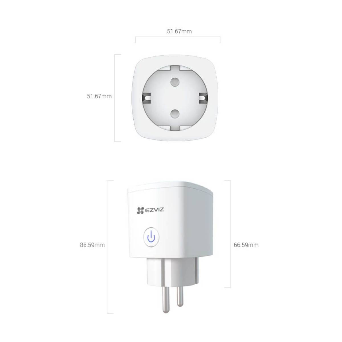 Ổ cắm điện thông minh Ezviz T30-10B-EU điều khiển từ xa bằng giọng nói, hỗ trợ Wifi 2.4Ghz, chịu lửa 750°C, tiết kiệm năng lượng