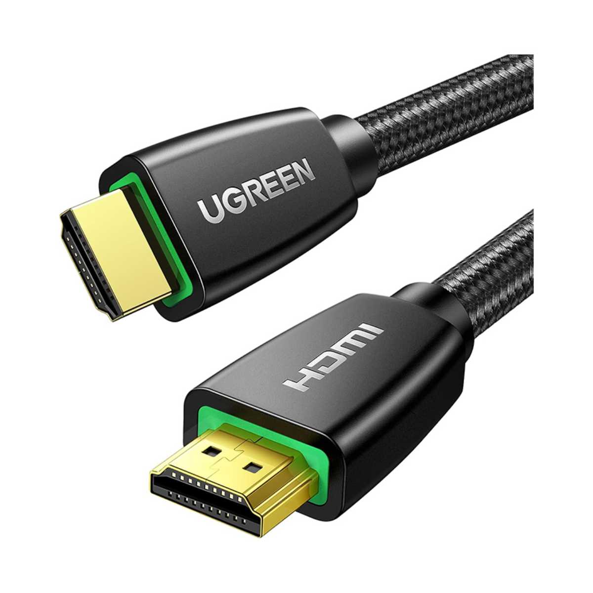 Cáp HDMI 1.5M Ugreen 40409 chuẩn 2.0, hỗ trợ độ phân giải 3D + 4K*2K + 4096x2160p/30Hz, tốc độ truyền tải 18Gb/s, chân cắm mạ vàng 24K