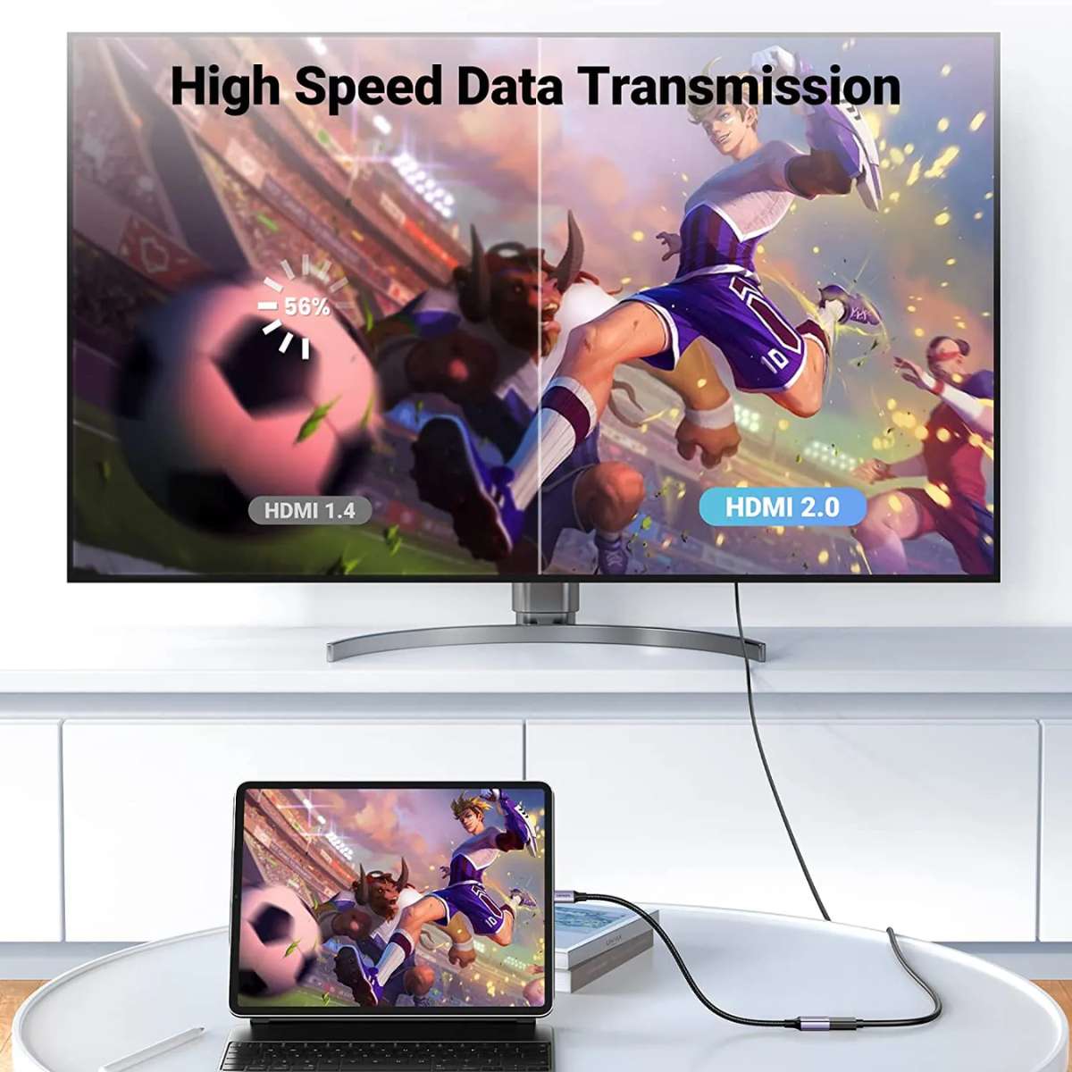 Cáp chuyển đổi Micro HDMI sang HDMI 0.25M Ugreen 10553 HD149 hỗ trợ độ phân giải 4K60Hz/3D, mạ vàng 24K