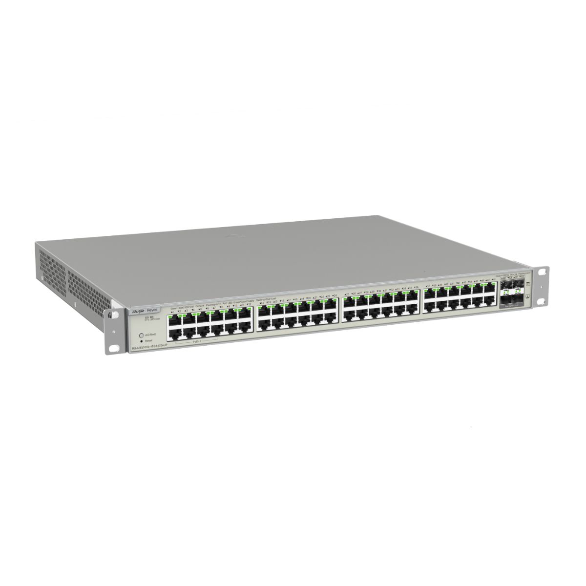 Switch Layer 3 Smart Managed Reyee PoE+ RG-NBS5200-48GT4XS-UP, 48 Cổng 10/100/1000BASE-T, 4 cổng quang 10G, PoE 740W, tốc độ 176Gbps