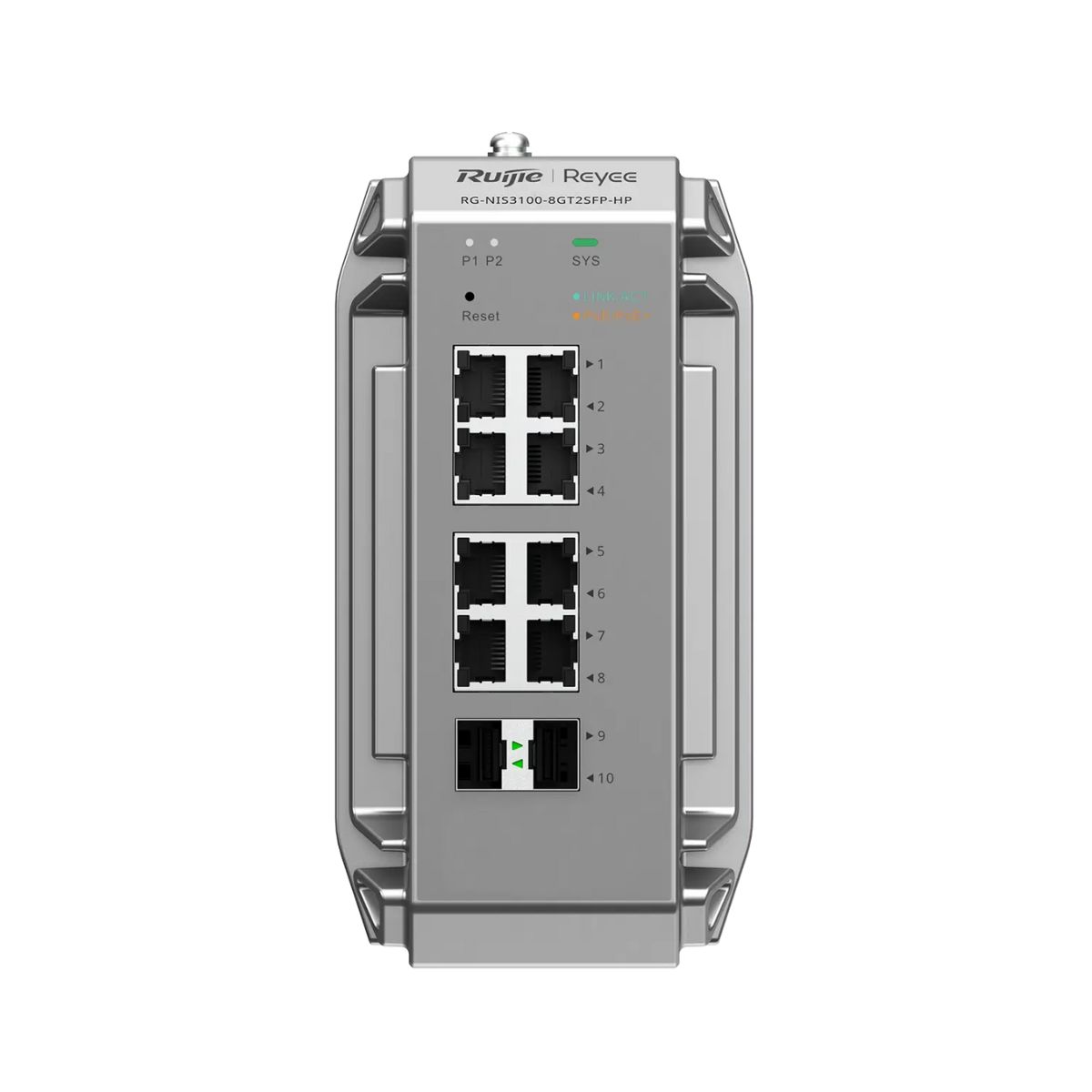 Thiết bị mạng switch Layer 2 Reyee RG-NIS3100-8GT2SFP-HP 8 cổng 10/100/1000BASE-T PoE/PoE+, 2 cổng quang SFP 1000BASE-X, PoE 240W, 20Gbps