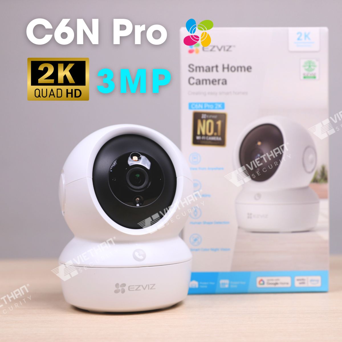 Camera Ezviz C6N Pro 2K 3MP wifi, nút call gọi điện, hồng ngoại 10m, đàm thoại 2 chiều