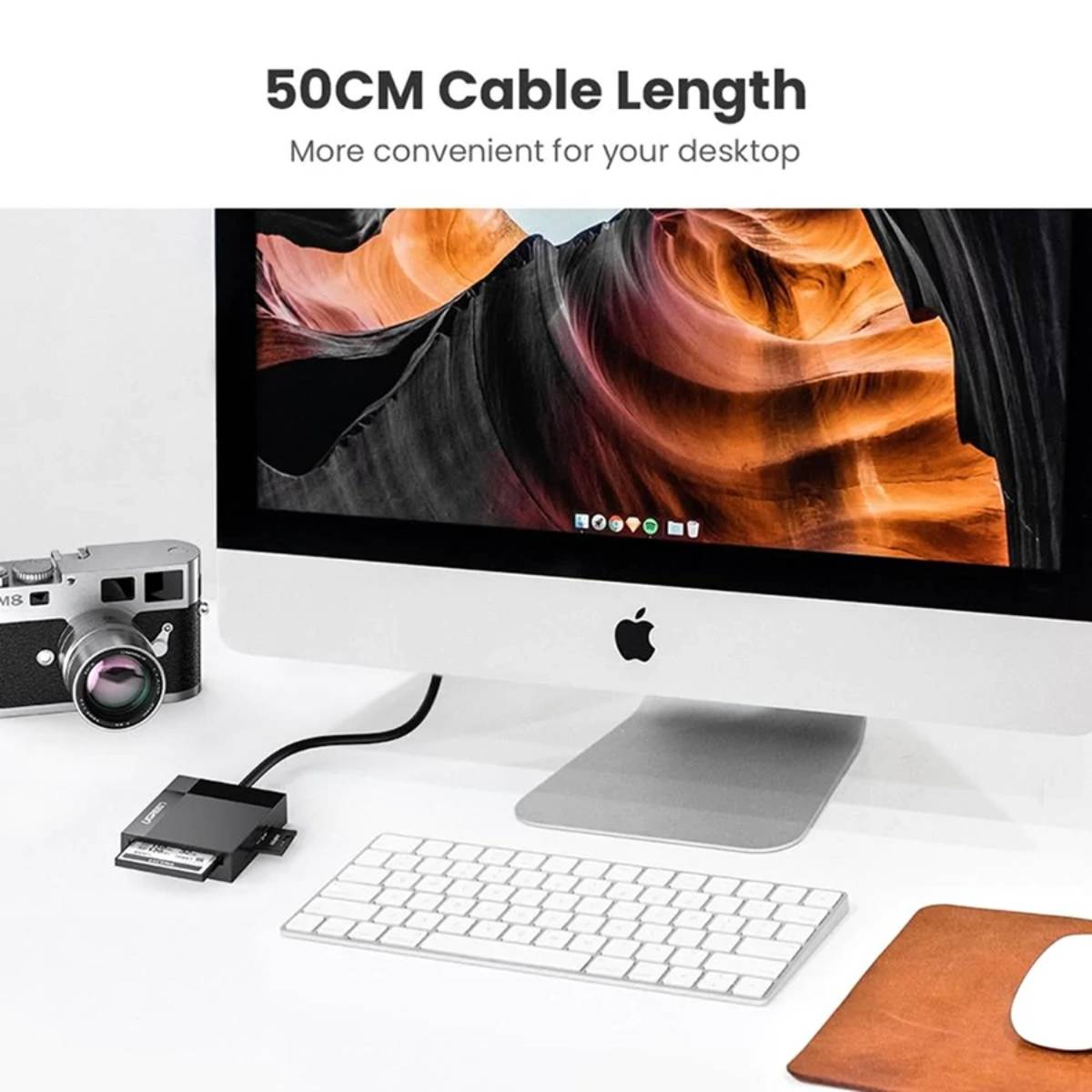 Đầu đọc thẻ nhớ USB 3.0 Ugreen 30333 CR125 dài 0.5m, hỗ trợ SD/TF/MS/CF, tốc độ 5Gbps
