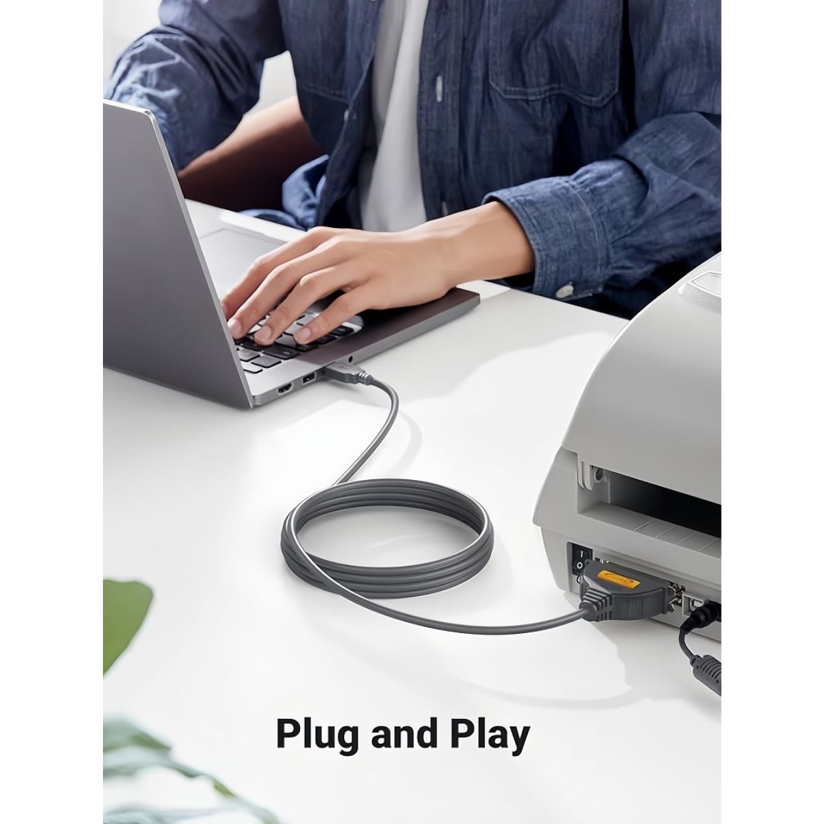 Cáp máy in USB to LPT IEEE 1284 dài 2m Ugreen 20225 CR124 dây dài, tốc độ truyền 12 Mbps