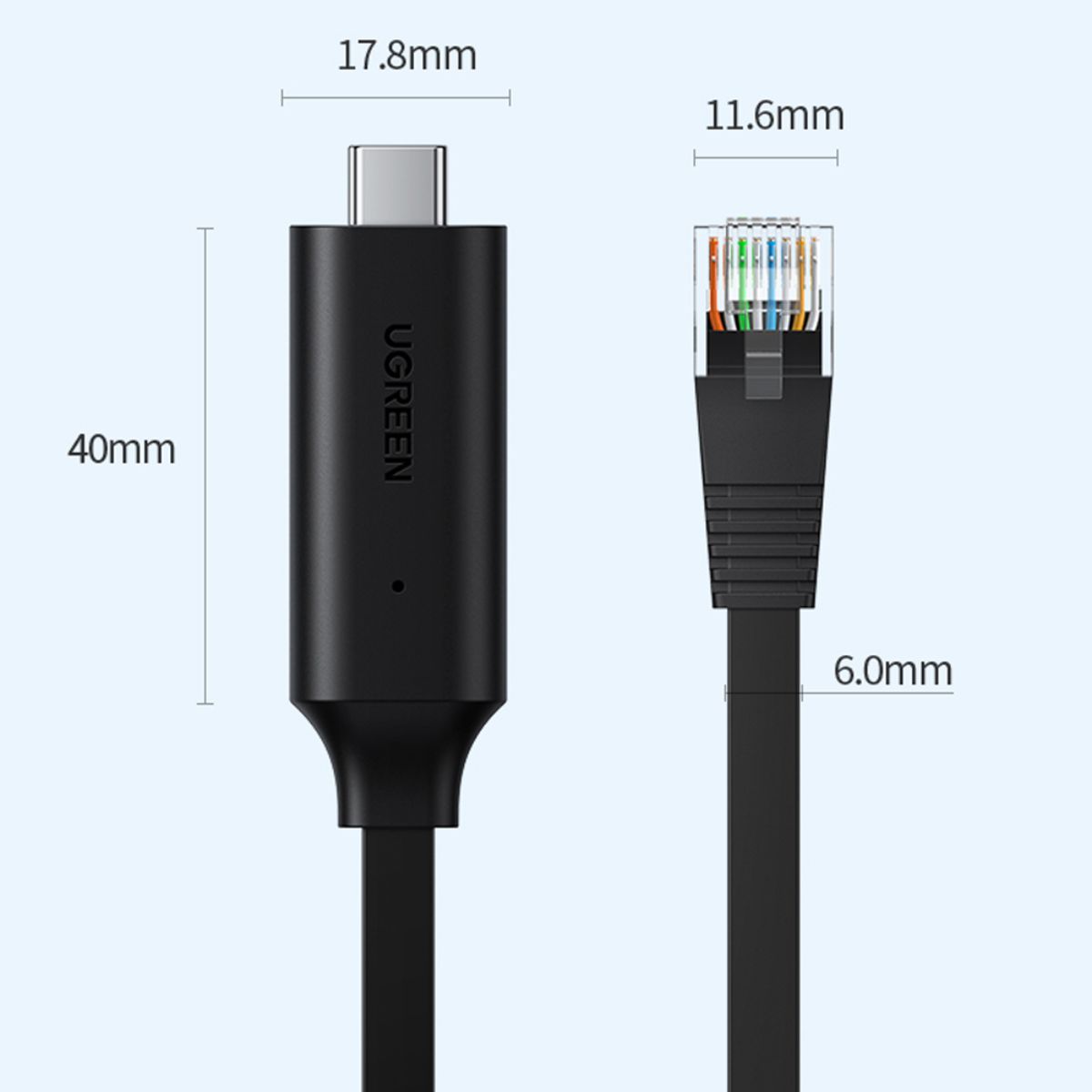 Cáp lập trình Console USB Type-C to RJ45 FTDI dài 1,5M Ugreen 80186
