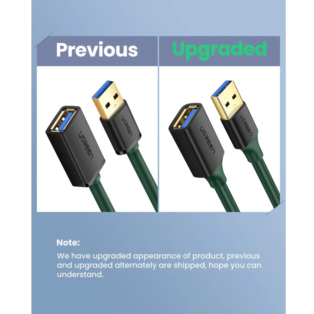 Cáp USB 3.0 nối dài 5m âm dương chính hãng Ugreen 90722