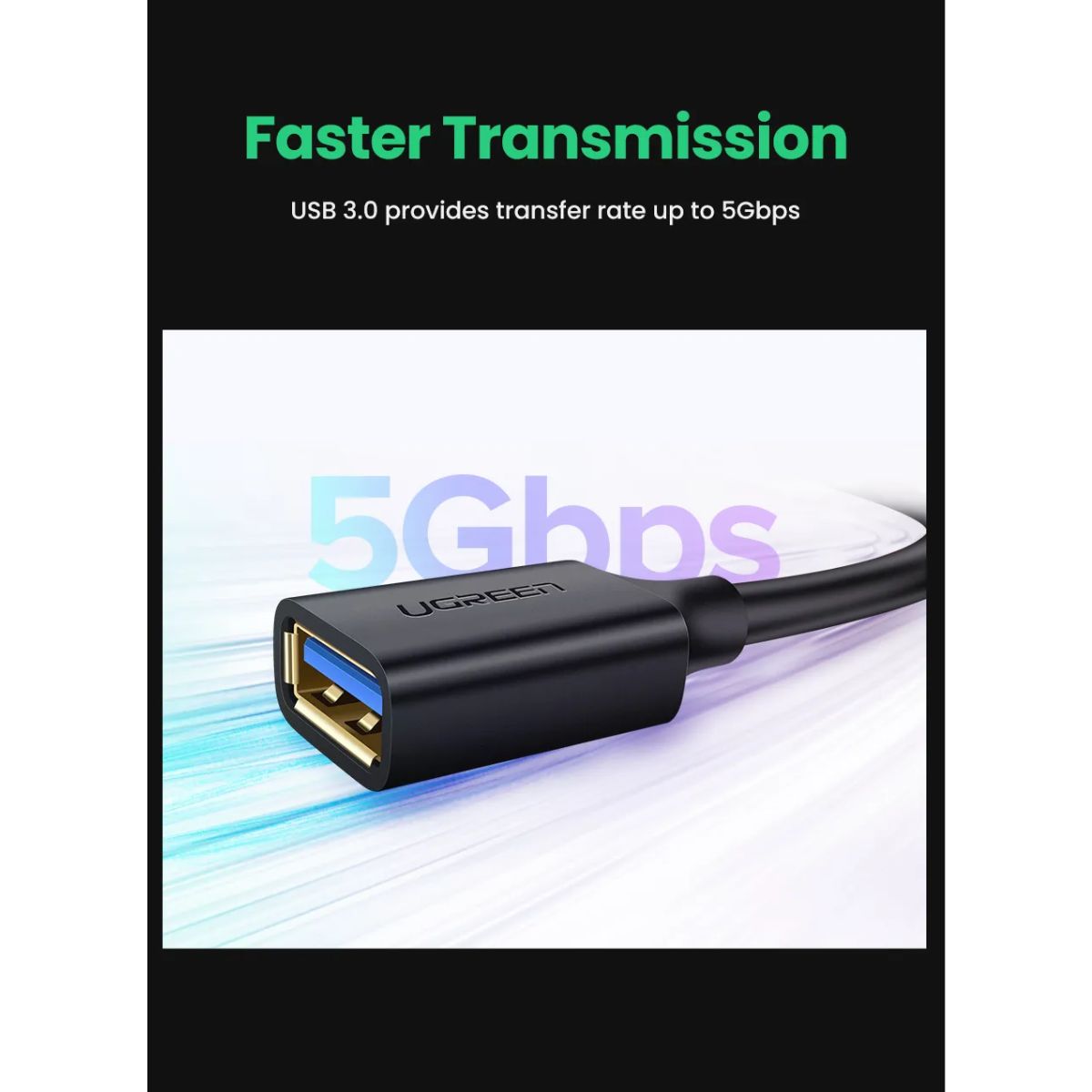 Cáp USB 3.0 nối dài 5m âm dương chính hãng Ugreen 90722
