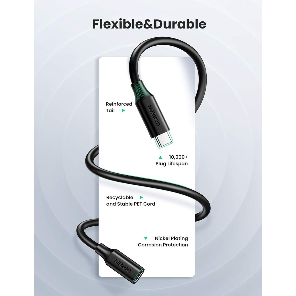 Cáp nối dài USB Type-C (Male/Female) dài 0,5m chính hãng Ugreen 40574 cao cấp