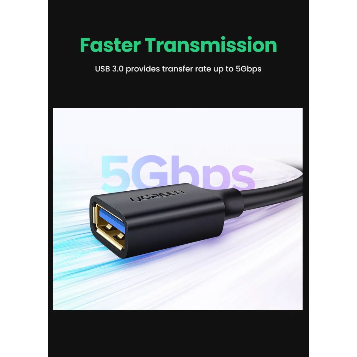 Cáp USB nối dài 3.0 dài 0,5m chính hãng Ugreen 30125 cao cấp