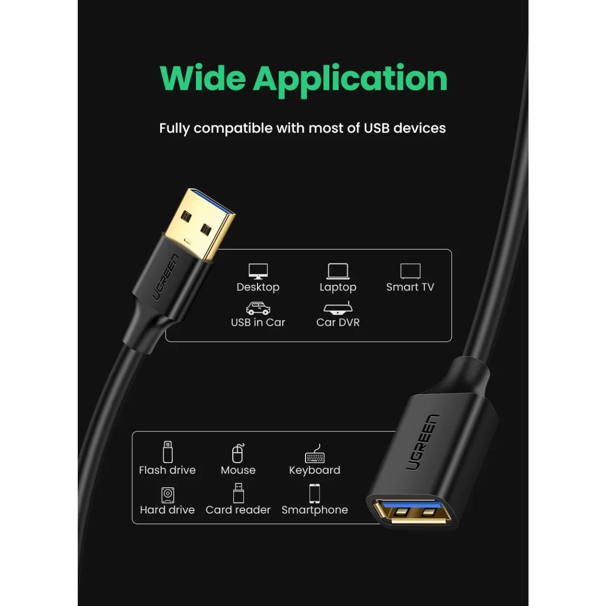 Cáp nối dài USB 3.0 1M âm dương Ugreen 10368