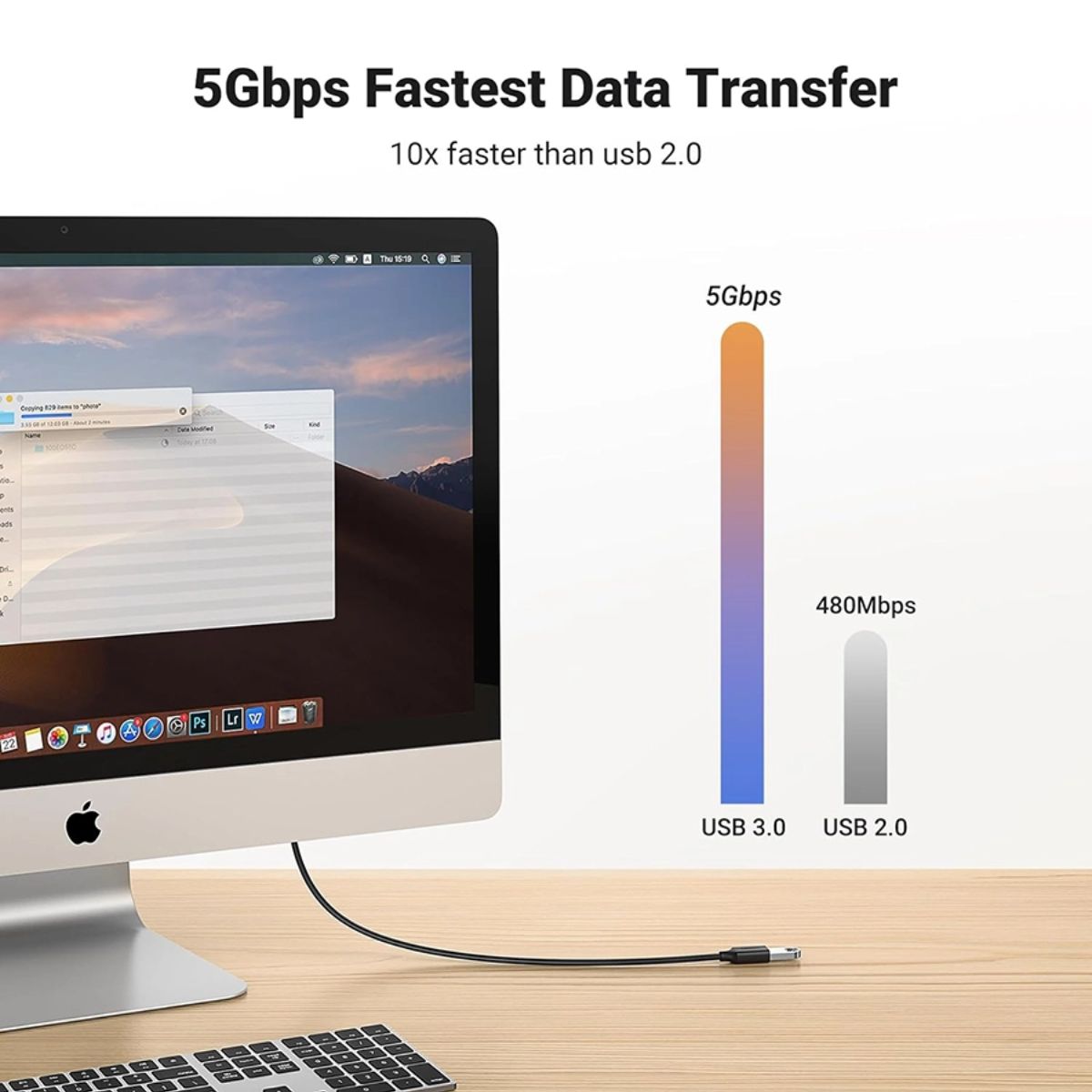 Cáp nối dài USB 3.0 dài 1,5m âm dương Ugreen 30126 chính hãng