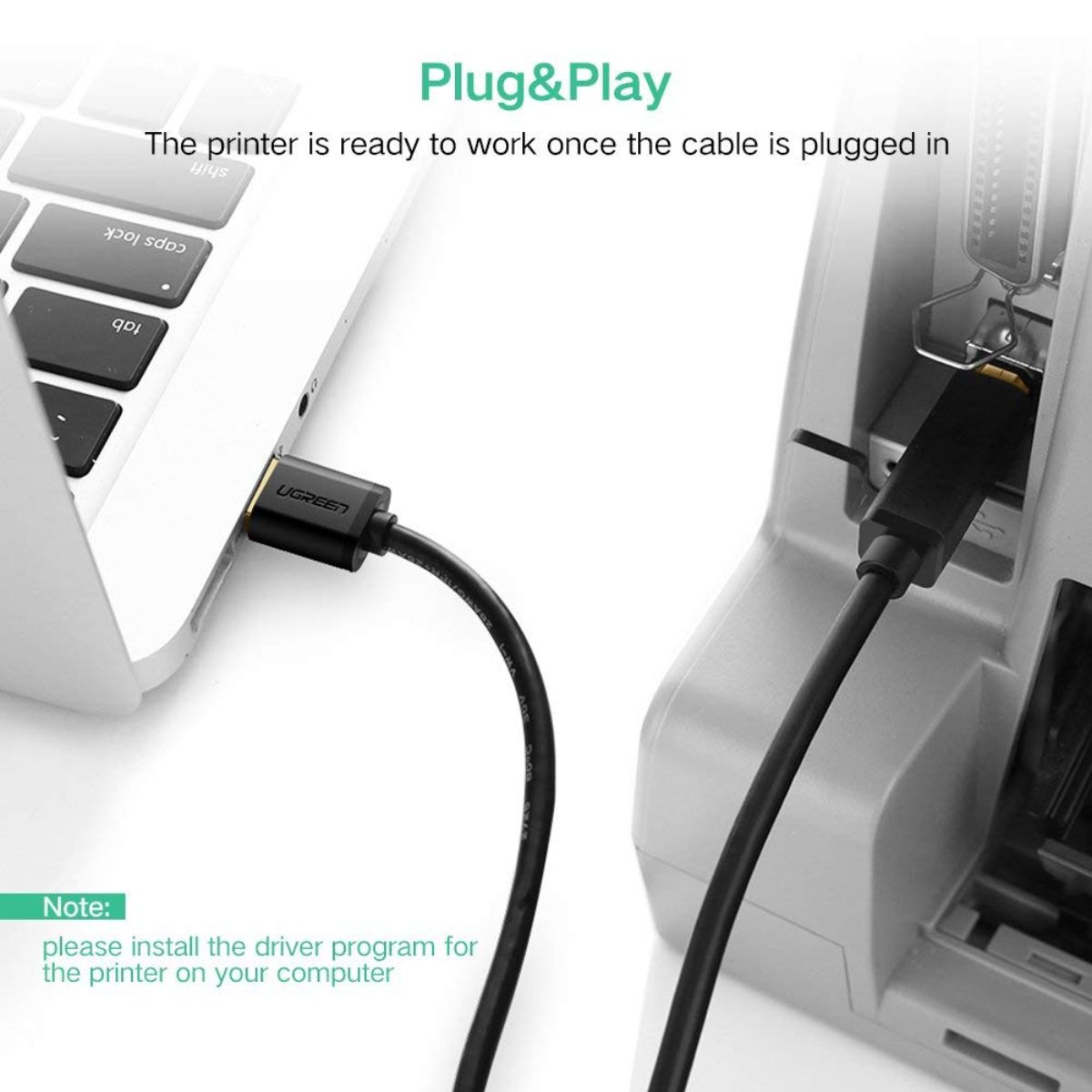 Cáp máy in USB 15m chính hãng Ugreen 10362 có IC khuếch đại
