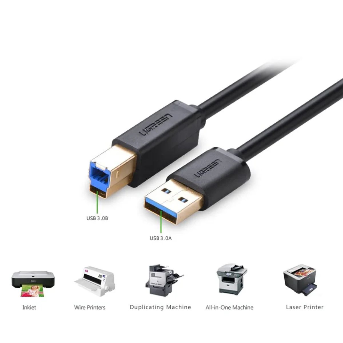 Cáp USB 3.0 AM to BM dài 2M máy in Ugreen 10372 chính hãng