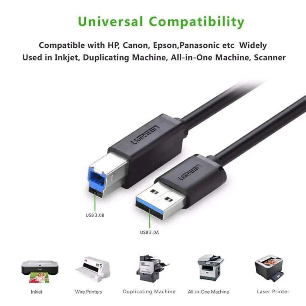 Cáp USB 3.0 AM to BM dài 1M máy in Ugreen 30753 chính hãng