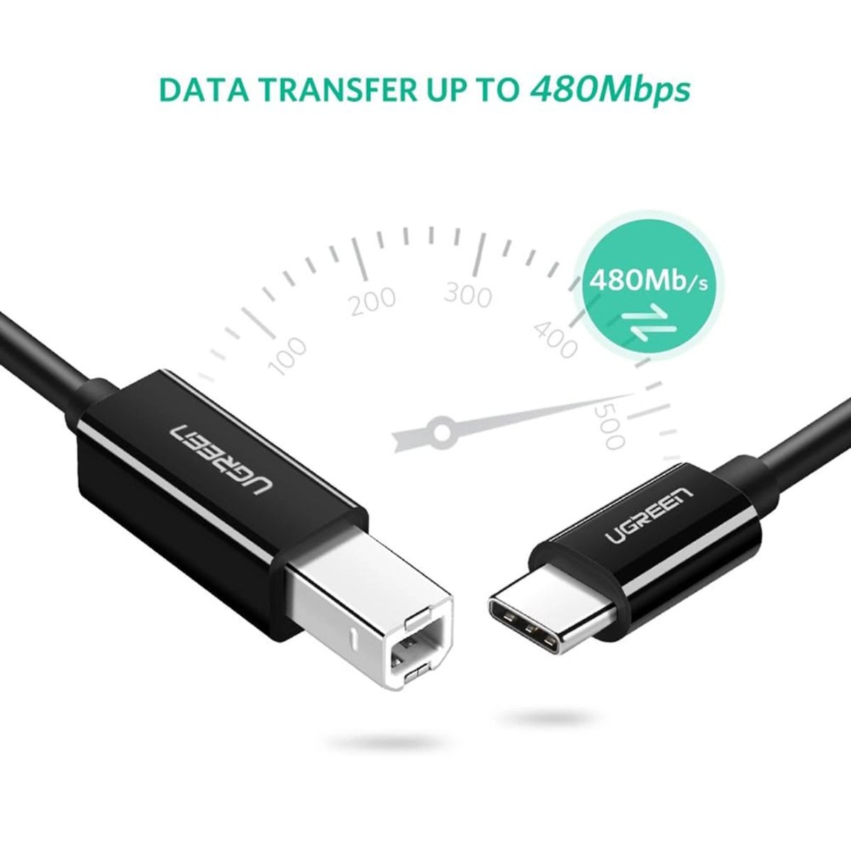 Cáp máy in USB 2.0 Type-C to USB Type-B dài 1M Ugreen 80811 (Màu đen)