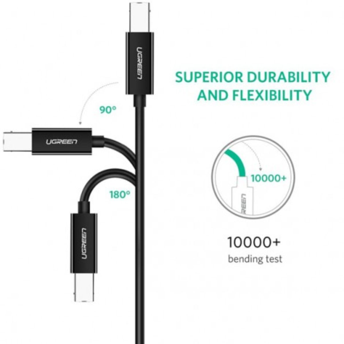 Cáp máy in USB 2.0 Type-C to USB Type-B dài 3M Ugreen 80812 (Màu đen)