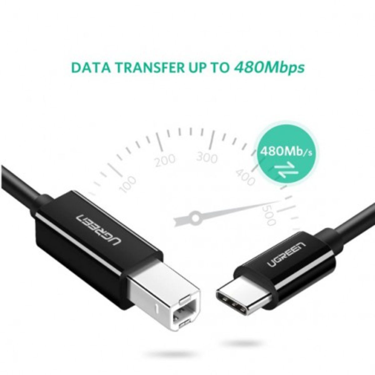 Cáp máy in USB 2.0 Type-C to USB Type-B dài 3M Ugreen 80812 (Màu đen)