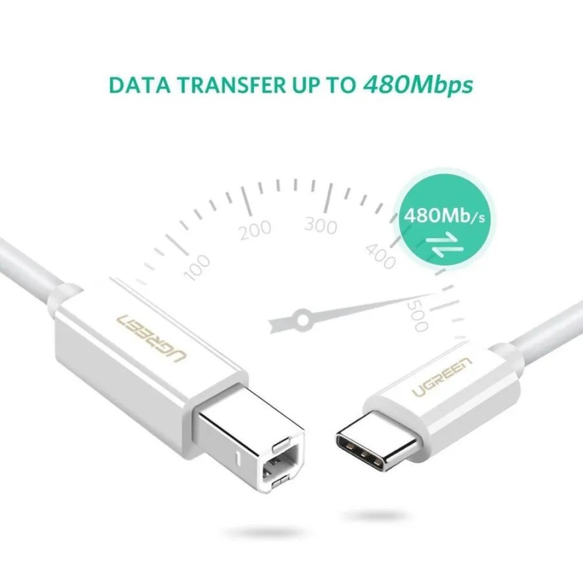 Cáp máy in USB Type C dài 1.5m Ugreen 40417 (Màu trắng)