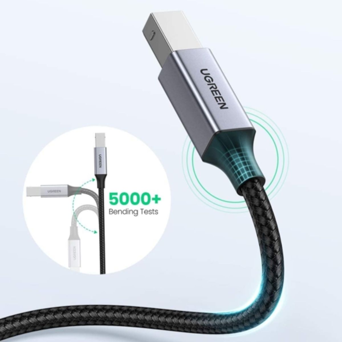 Cáp máy in USB Type-C to USB Type-B dài 1M bọc dù Ugreen 80805 cao cấp