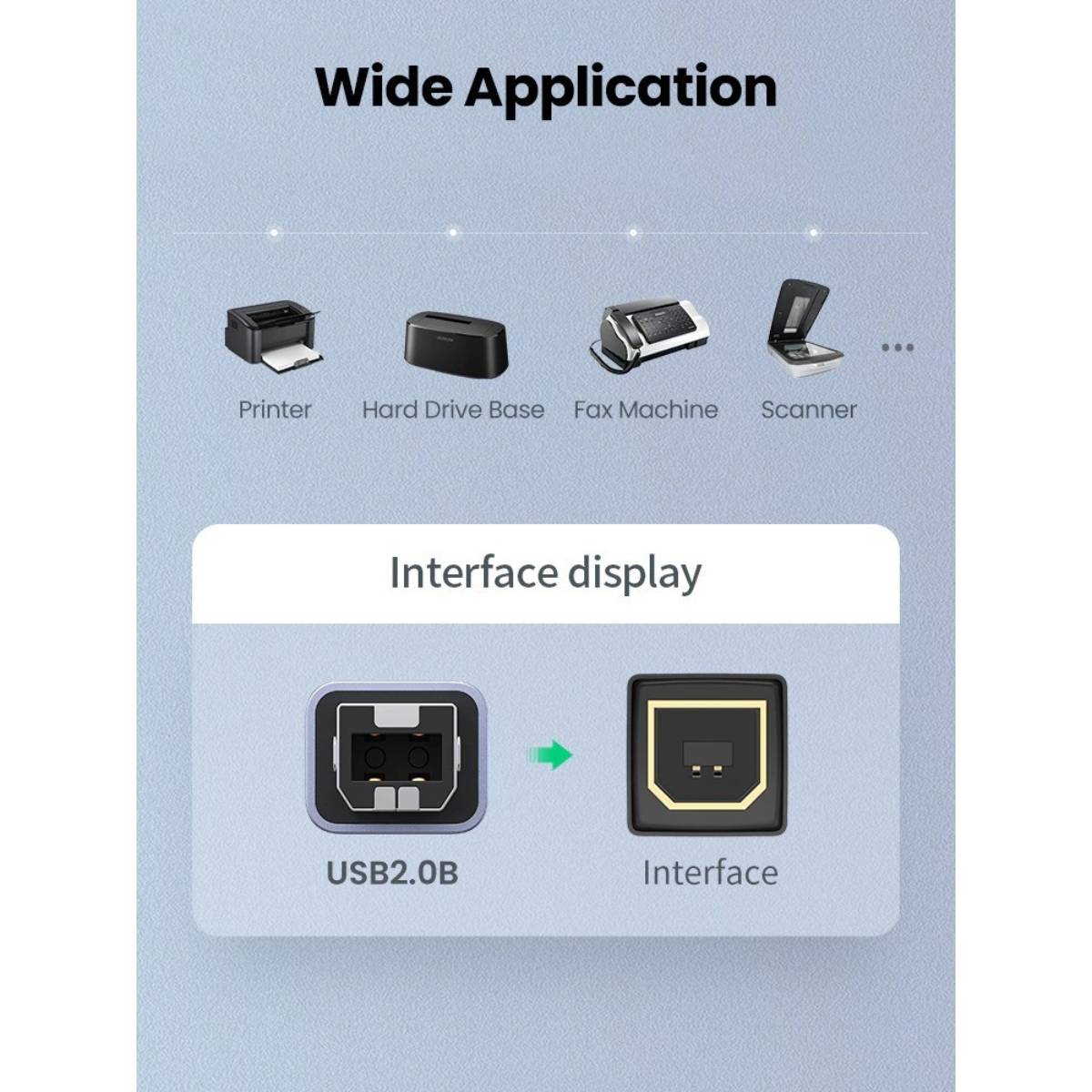 Đầu chuyển đổi USB Type-C âm sang USB Type-B dương máy in Ugreen 20120 cao cấp
