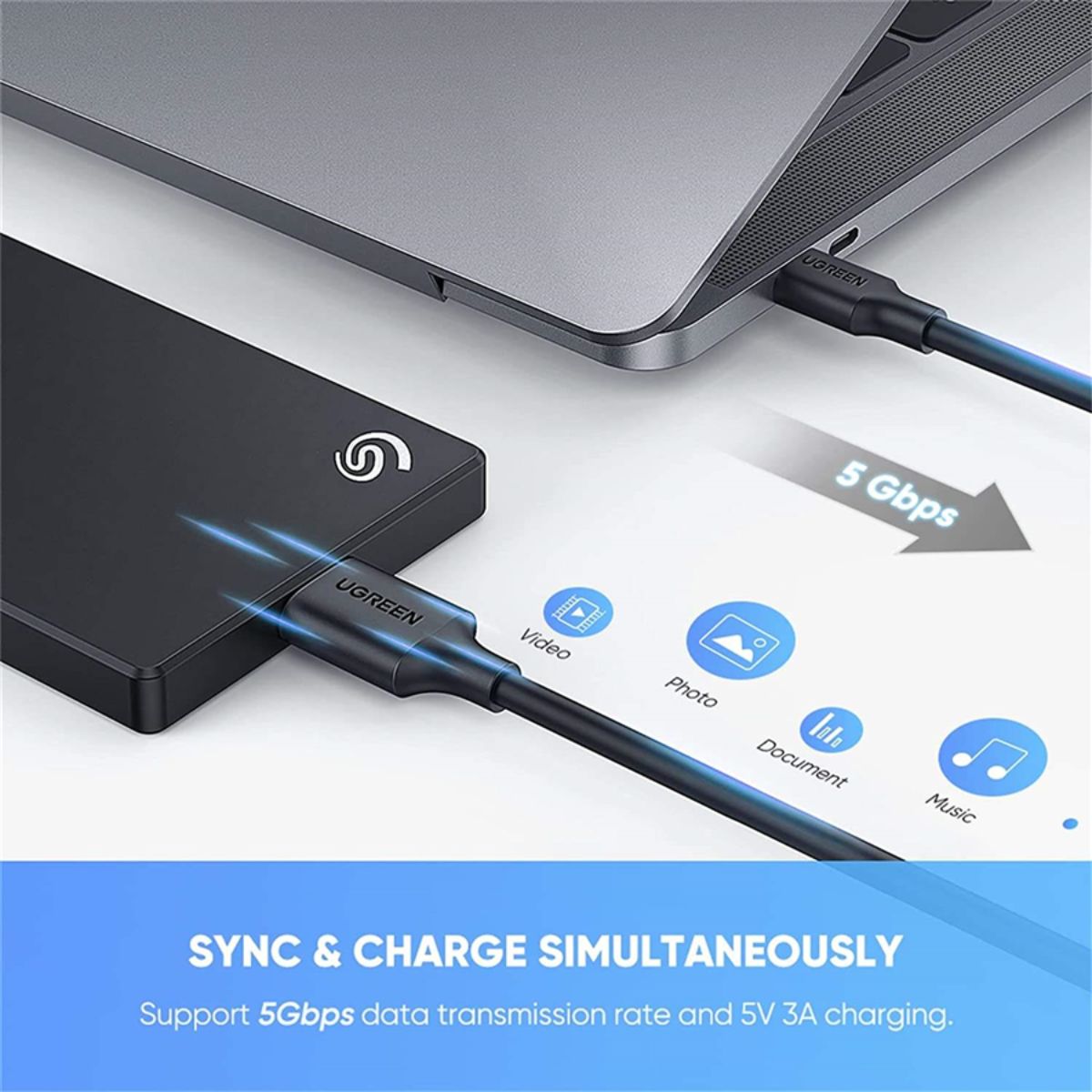 Cáp USB Type C to Micro USB 3.0 dài 1M cao cấp Ugreen 20103