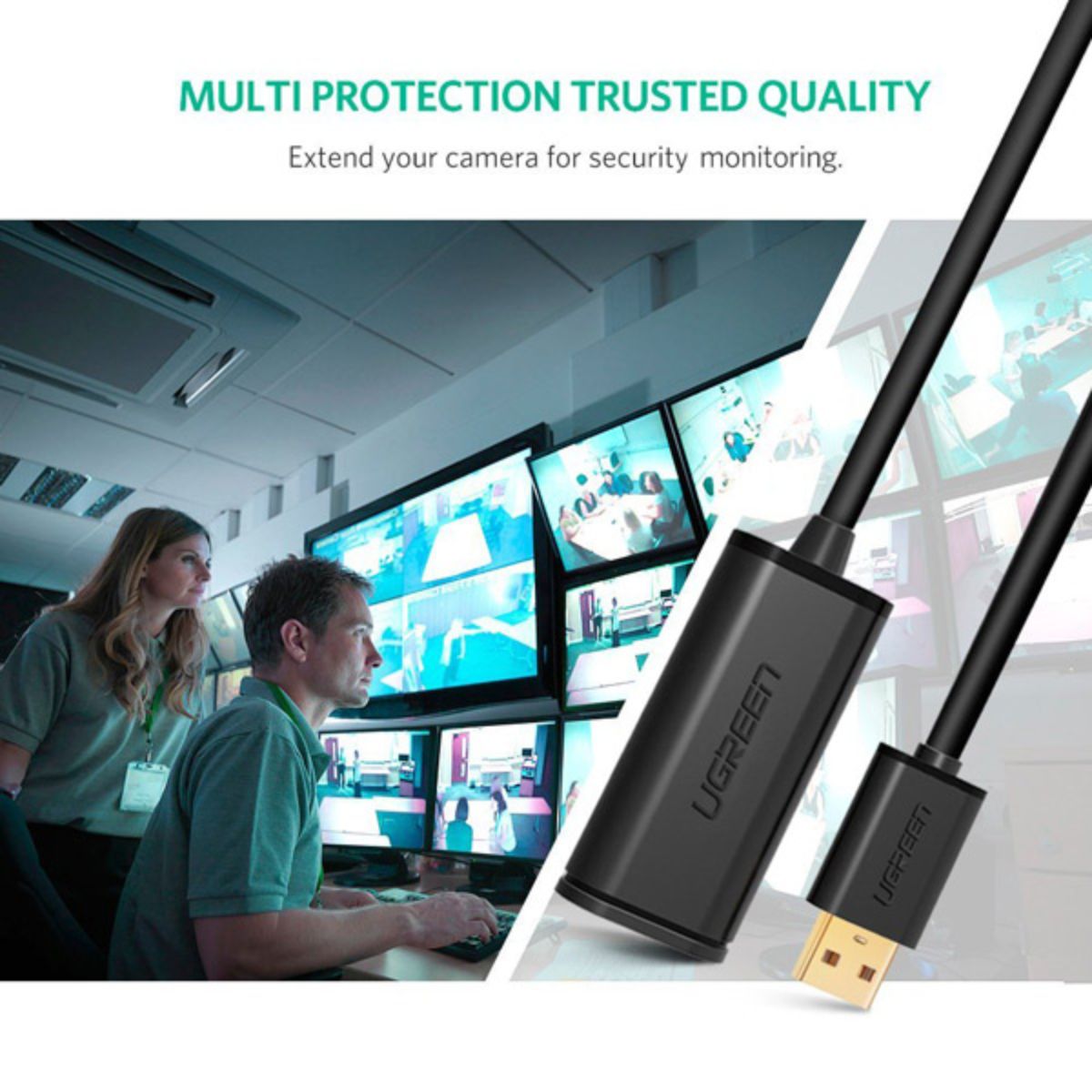 Cáp USB nối dài 10m có chíp khuếch đại Ugreen 10321 Chính hãng