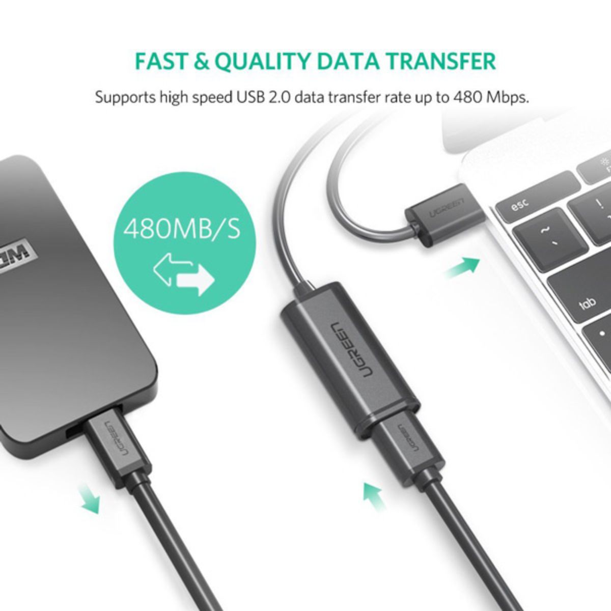 Cáp USB nối dài 15m có chíp khuếch đại chính hãng Ugreen 10323