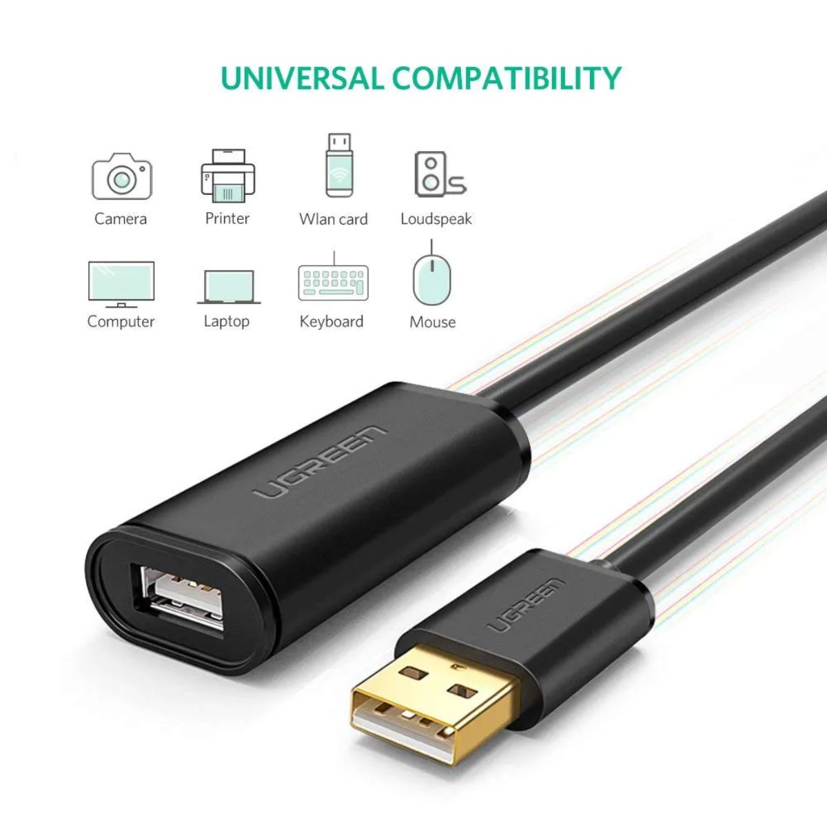 Cáp USB nối dài 15m có chíp khuếch đại chính hãng Ugreen 10323